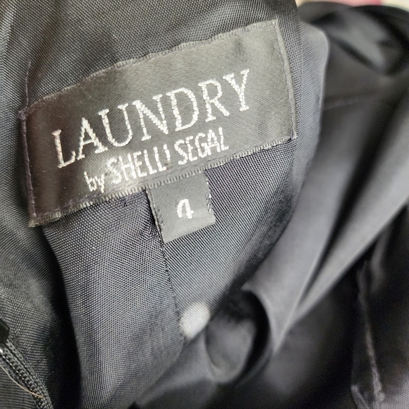 LAUNDRY BY SHELLI SEGAL x VINTAGE 90s little black dress vest style with lace 4 - Picture 9 of 12